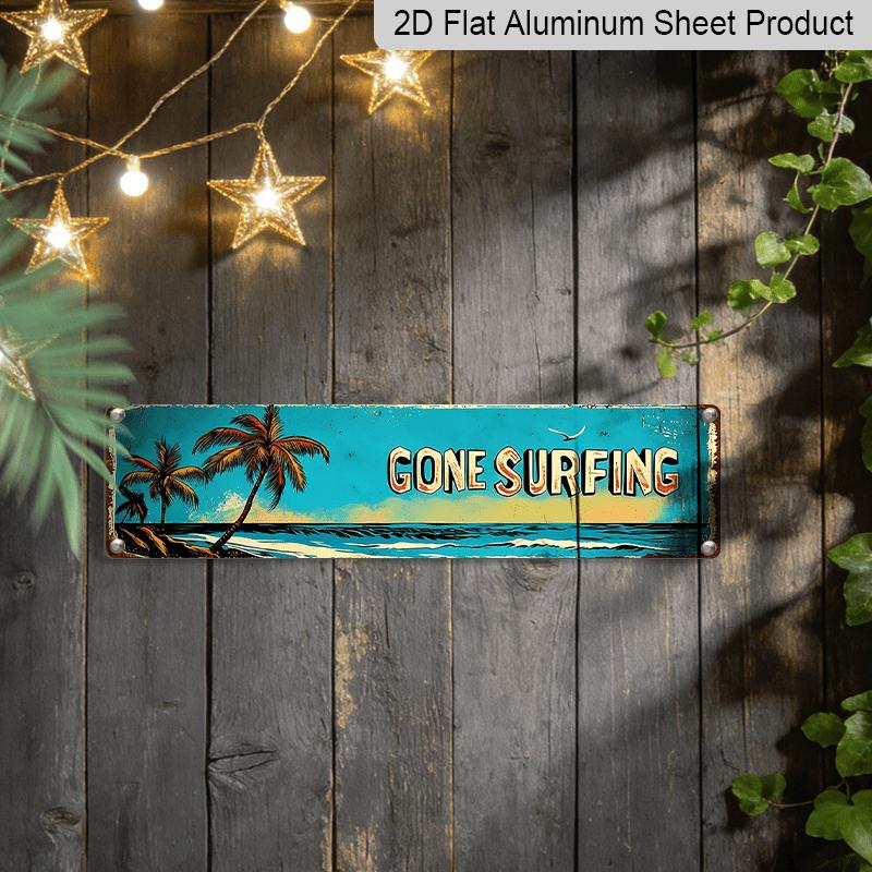 Vintage "Surfing" Metal Sign, 15.7×3.94inch Alumium Decorative Sign, Perfect for Retro Wall Art, Home and Bar Decoration, Versatile for Hanging, No