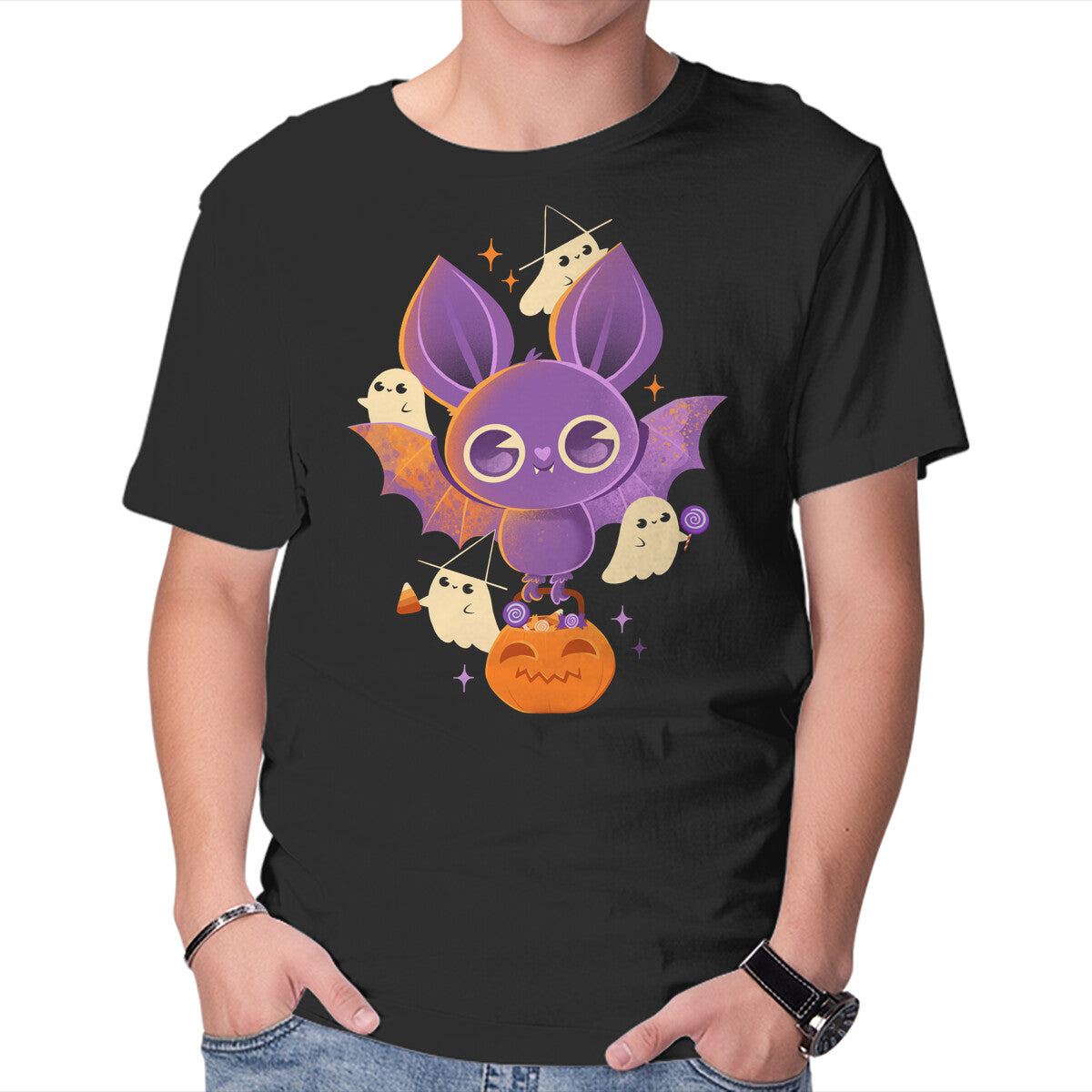 Unisex Crew Neck T-Shirt Candy Bat Graphic Short Sleeve Casual Tee M
