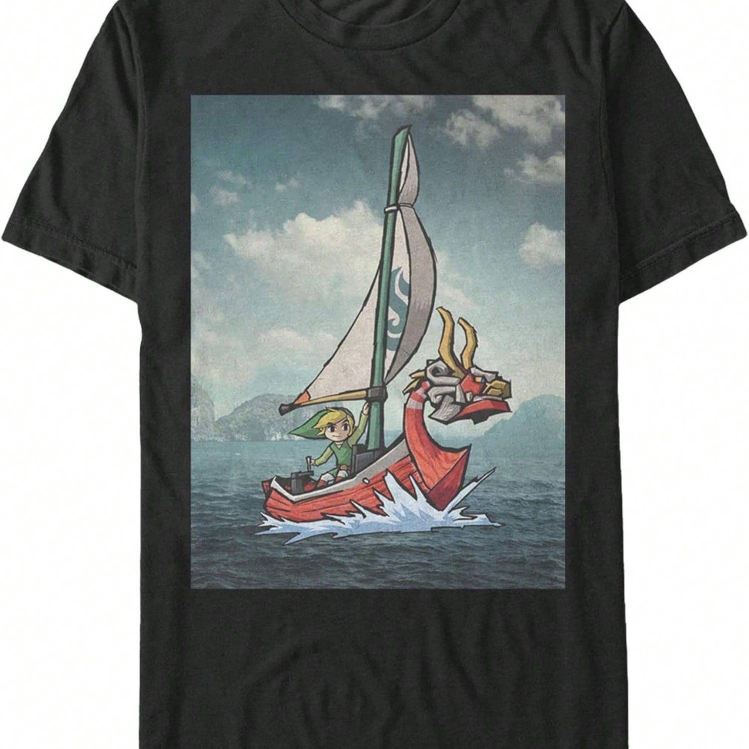 Men s Zelda Wind Waker Link Photo-Real Ship Sail T-Shirt S разноцветный