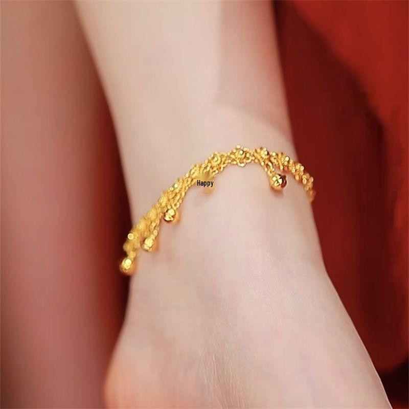 Exotic Chinese Plum Blossom Wind Chime Anklet: Retro Bohemian Court Style Foot Jewelry for Girlfriend