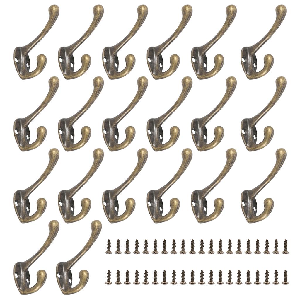 10/20Pcs Coat Hooks Bathroom Wall Mounted Dual Coat Rack Bronze Vintage Clothes Hanger Towel Kitchen Key Hook
