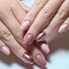 Pink Glitter Nail Art Stickers: Solid Color Wearable False Nails