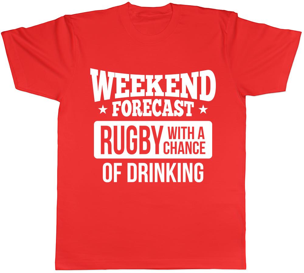 Weekend Forecast Rugby with a Chance of Drinking Unisexs Unisexs Ladies TShirt Tee S