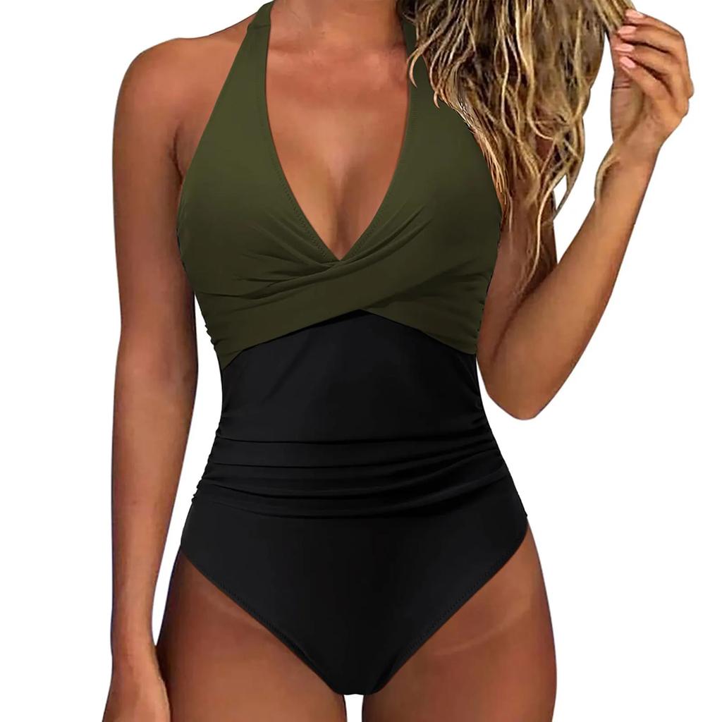 One Piece Swimsuit Women Backless Swimwear Leopard Print Swimsuit Floral Lace Up Bikini Summer 2025 Holiday Beachwear New