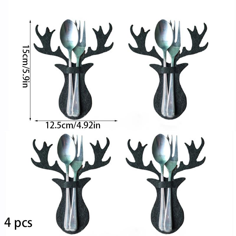 

4 шт. Рождественский держатель для столовых приборов Карман-мешочек для ножа и вилки Чехол для столовой посуды Звезды Елка Лось Новый год Рождественская вечеринка Украшение обеденного стола