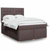 Box Spring Bed with Mattress Dark Brown 140 x 190 cm Fabric