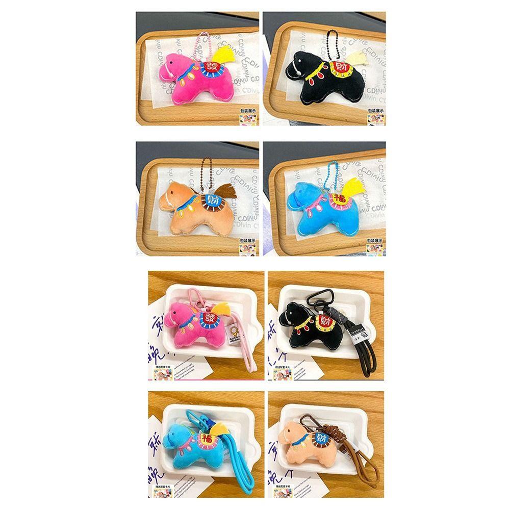 Hanging Decor Horse Year  Key Ring Stuffed Animal Pony Plush Pendant  Zodiac Celebration