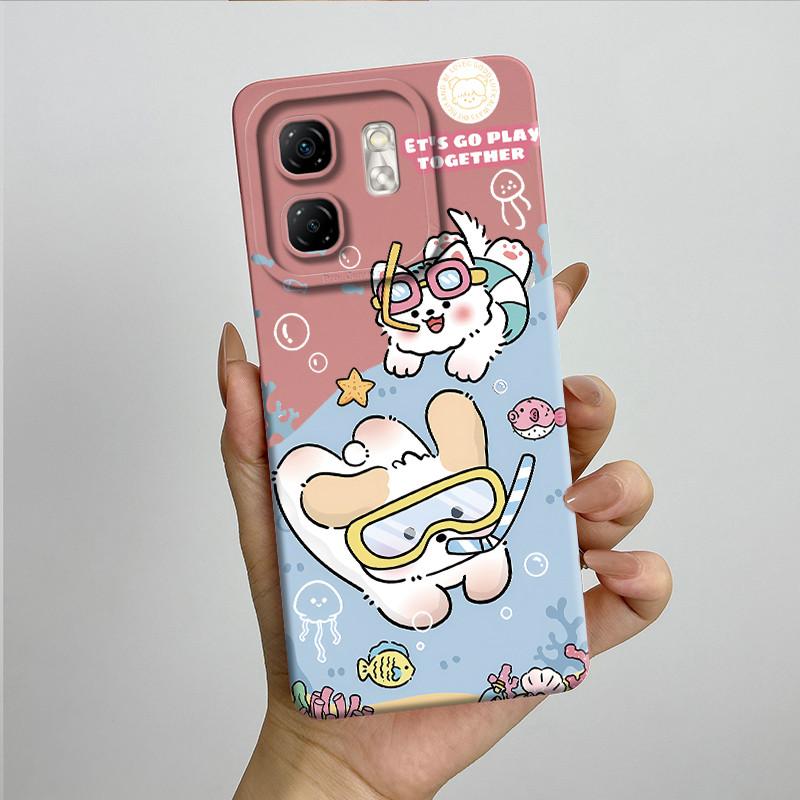 For Infinix Hot 50i Case Hot50i X6531 Soft Silicone TPU Painted Phone Coque Cartoon Printed Shockproof Protective Fundas Cover