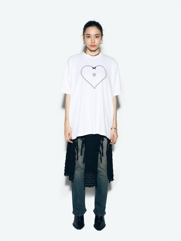 ASIF CALIE Lace Heart Oversized T-Shirt White