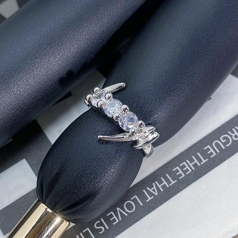 Light Luxury High-End Full Diamond Inlaid Zircon Stacked Wearing Super Flash Super Fairy Row Diamond Opening Ring Niche Design Exquisite Ring