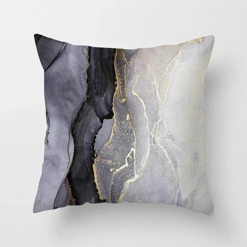 45*45 Marble Ocean Sea Pattern Polyester Throw Pillow Living Room Cushion Cover Home Decoration Sofa Decorative Pillowcase