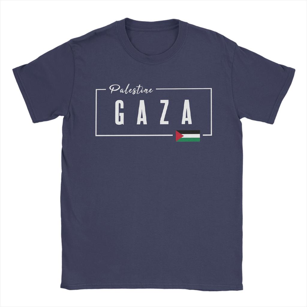 Gaza Palestine Flag T Shirts Men's Pure Cotton Novelty T-Shirt Round Collar Tee Shirt Short Sleeve Clothing Gift Idea