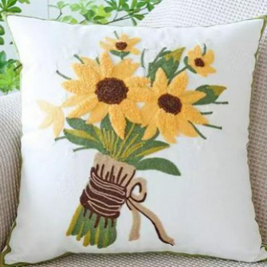 

Floral Embroidered Pillowcase - Minimalist Sofa/Bedside Cushion Cover, Customizable Options Available 45*45 cm (without core)