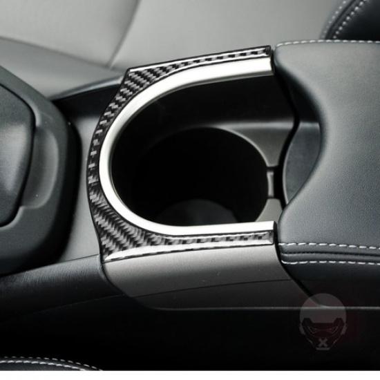 Carbon Fiber Interior Armrest Cup Holder Cover Trim For Toyota Prius 2012-2015
