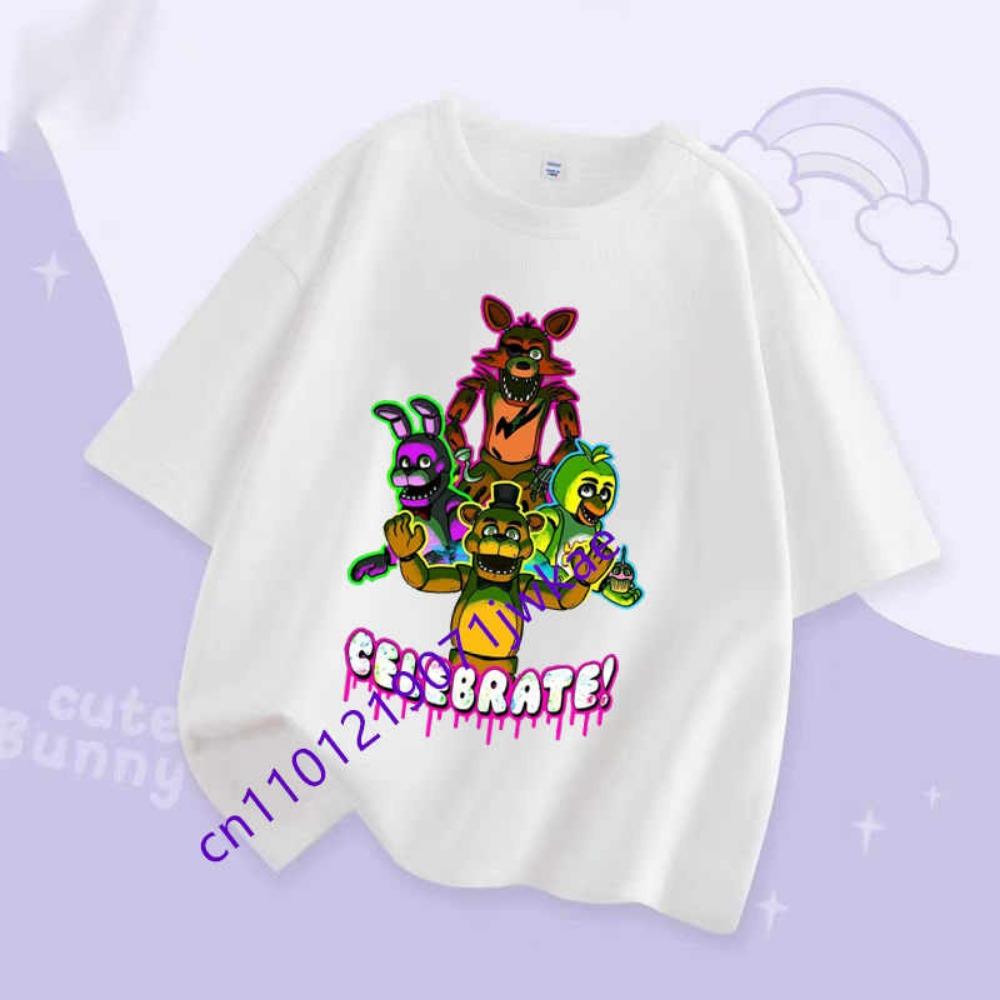 

Boys Girls Summer Fashion T-shirt Kids Clothes FNAF Breathability T-shirts Children Five Nights At Freddy Cute Short-sleeved Top 110