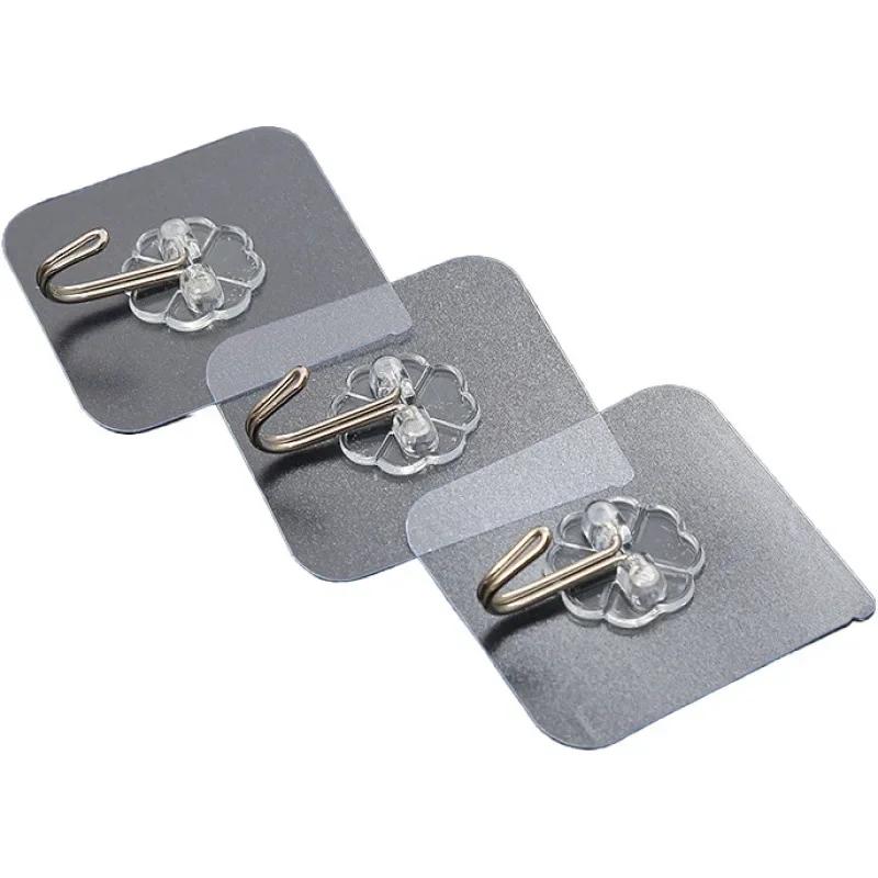 5/10PCS Transparent Stainless Steel Strong Self Adhesive Hooks Key Storage Hanger for Kitchen Bathroom Door Wall Multi-Function
