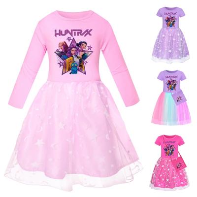 KPop Dämonenjäger Kinderkleidung Shorts Ärmellose Kleider Regenbogen Langes Kleid Teenager Mode Mädchenbekleidung Partykleidung 3-12J