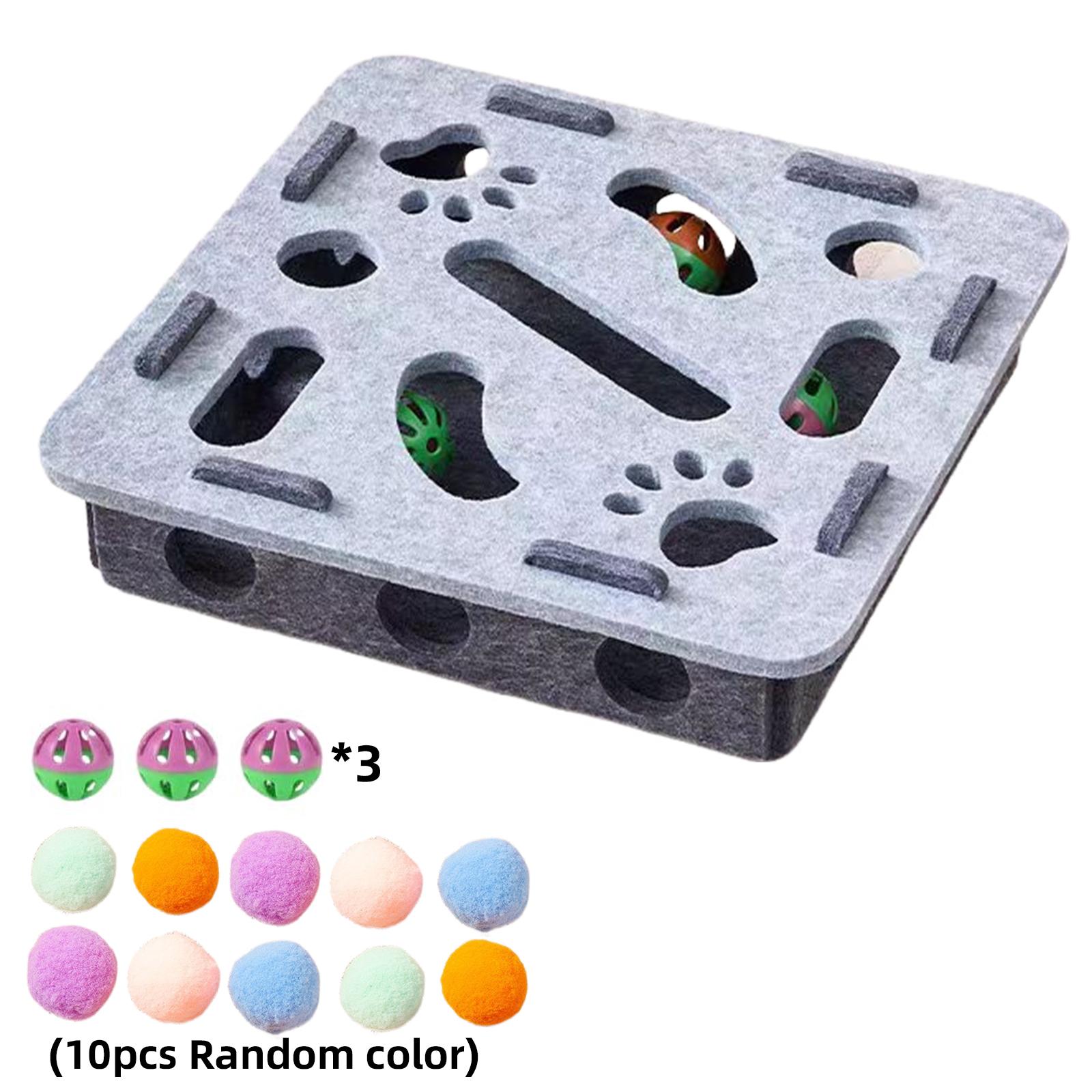Interactive Cat Puzzle Toy with Ball Felt Puzzle Box Indoor Sports Entertainment Hunting Cat Toys for Indoor Cats