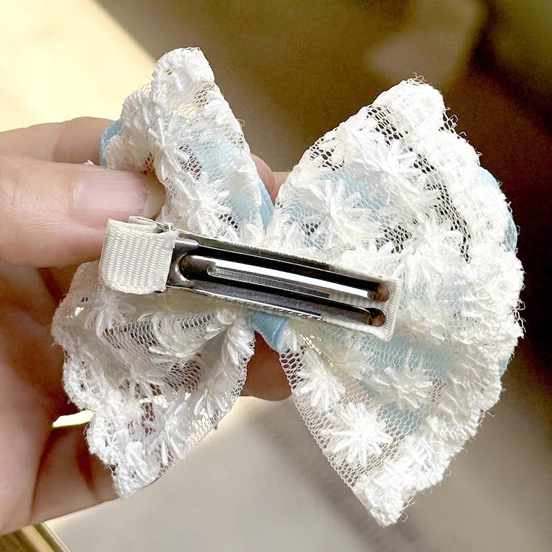 2 Pièces/Ensemble Pinces à Cheveux Bébé Nœud en Dentelle Ruban Doux Petites Filles Tout-Petites Épingles à Cheveux Princesse Accessoires Mignons pour Cheveux de Côté pour Filles