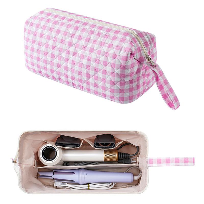Large Capacity Hair Dryer Storage Bag, Quilted Portable Handheld Travel Case for Curling Iron, Multi-purpose Organizer Pouch KTB