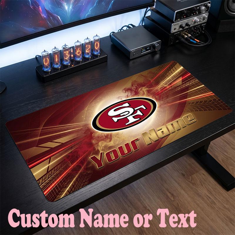 Tappetino Mouse Personalizzato con Nome Testo San Francisco 49ers, Tappetino Mouse Grande per Scrivania Regalo Personalizzato per Ufficio Domestico