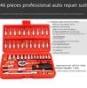 46-Piece Auto Repair Tool Set with Socket, Ratchet Wrench, and Bit Combination