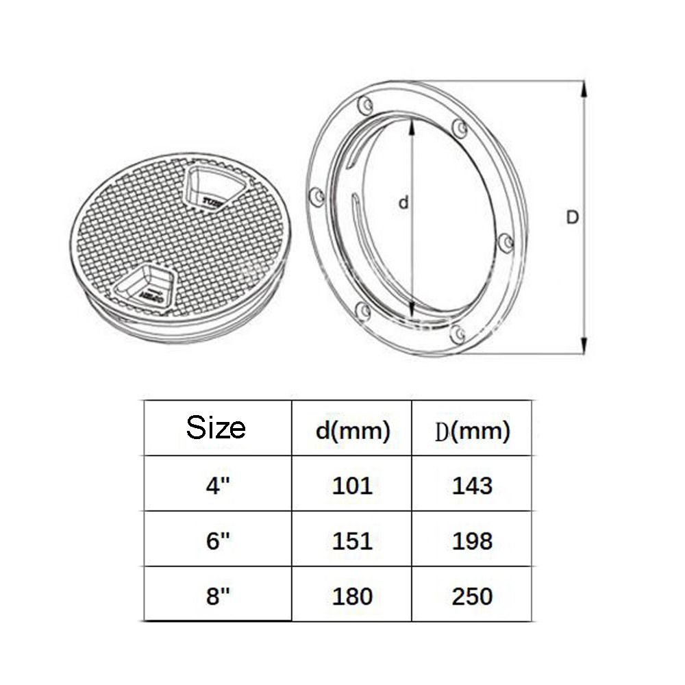 4 6 8 inch Deck Plate ABS Hatch Cover Durable Deck Inspection Access  Boat Yacht Marine Accessories