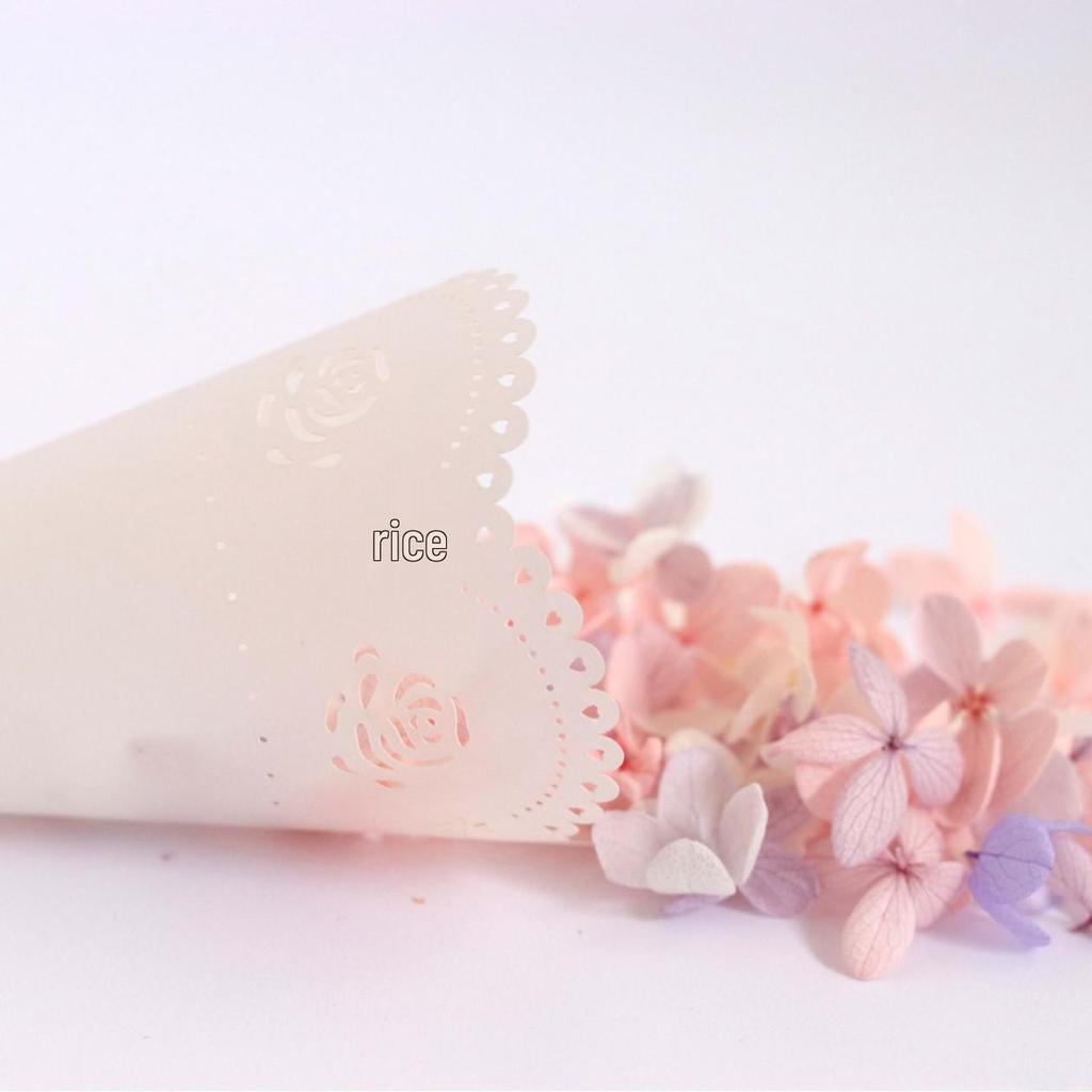 DIY Lace White Rose Cone Wedding Flower Sprinkle Tubes