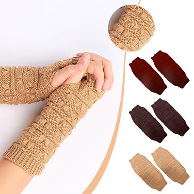 Fashion Knitted Gloves Arm Fingerless Winter Gloves Unisex Soft Warm Mitten