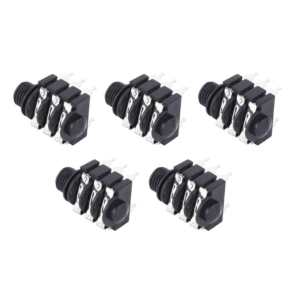 5Pcs Stereo Jack Socket 6.35mm 6P Microphone Connector Pickup Jack Socket for Replacement Reverse