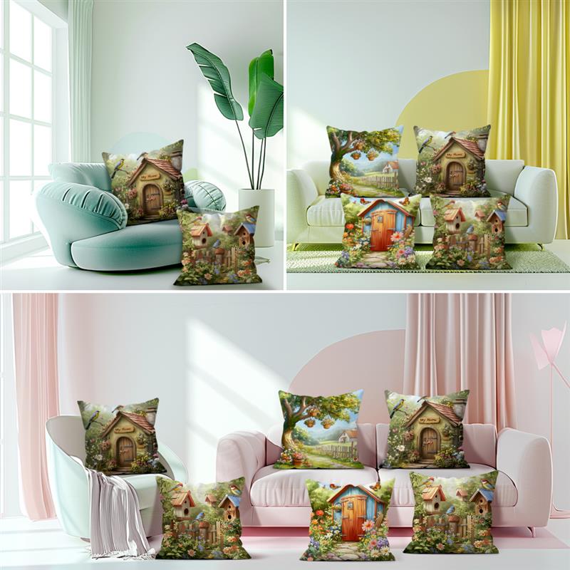 1 Pc Spring Garden Pillow Cover For Home Living Room Bedroom Sofa Office Decorative Pillowcase Soft Throw Pillows 45*45 Cm