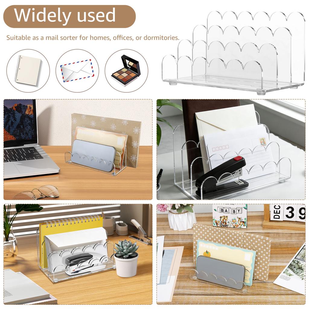 3 Compartment Acrylic File Holder Clear Mail Sorter Desk Organizer Vertical Letter Document Divider Holder Office Storage Rack