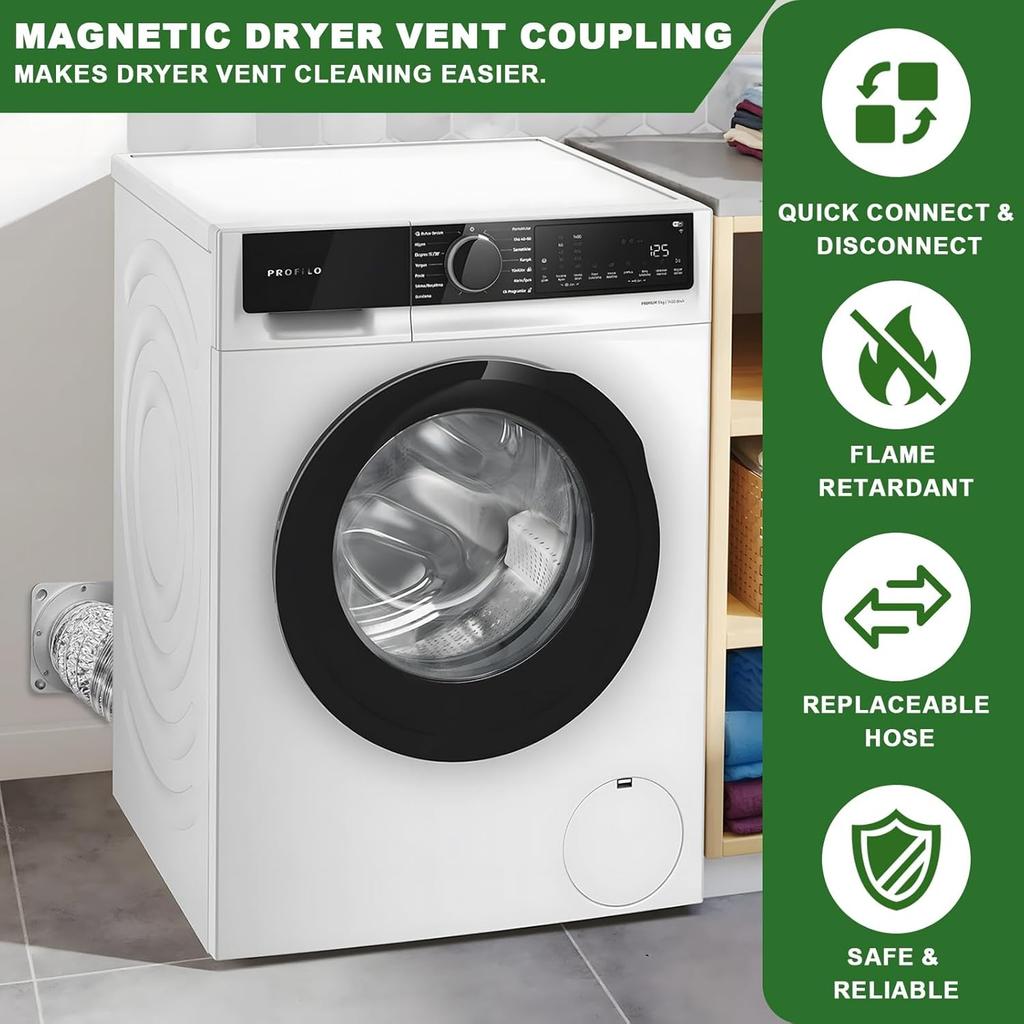 Magnetic Dryer Vent Coupling-Quick Connection and Disconnection Strong Magnet Self-Alignment Design Quick-Installation Dryer Magnetic Vent Connector