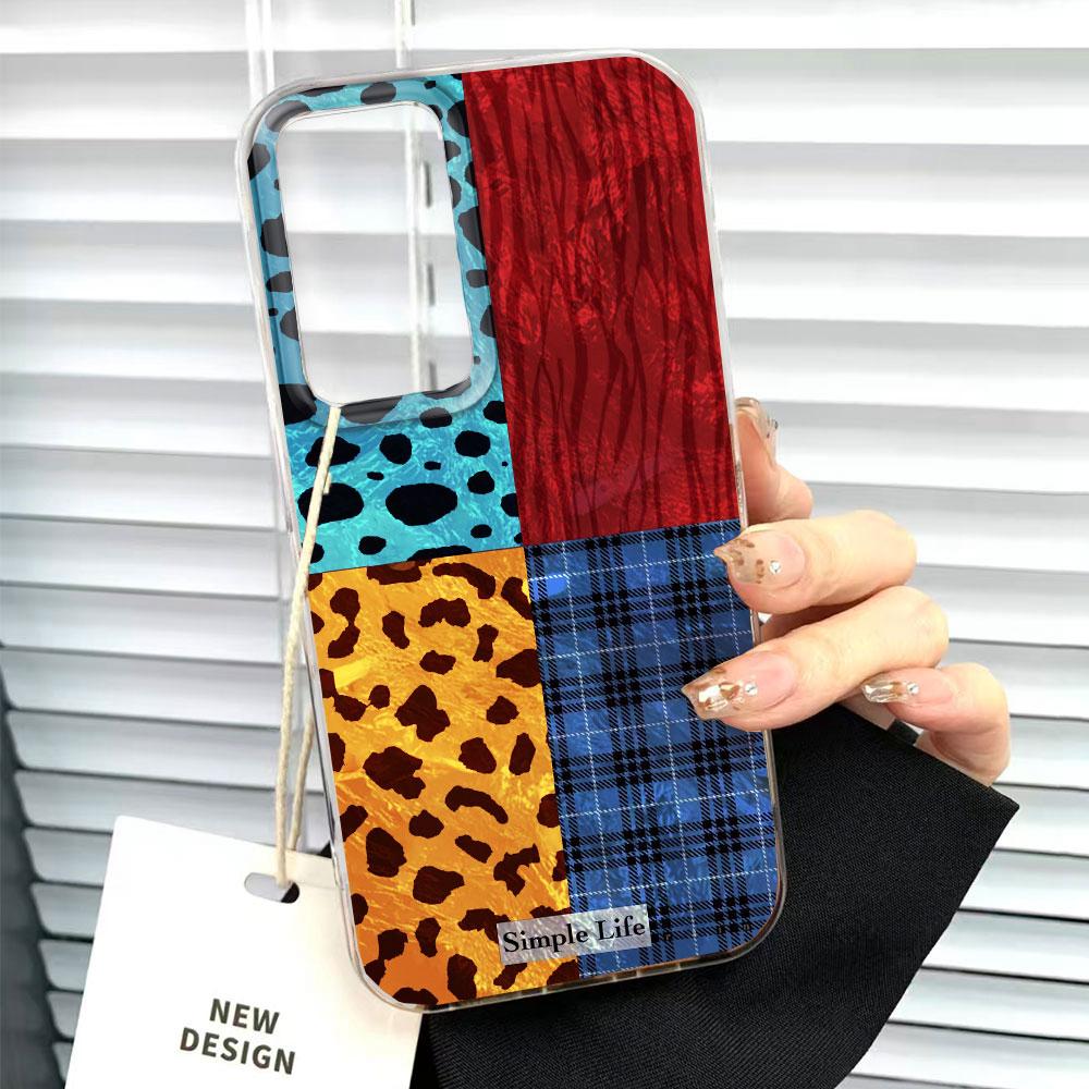 

for Samsung Galaxy A56 A16 A55 A54 A17 A36 A57 A26 A06 A34 A15 A07 A14 A37 Phone Case Four-colorful Leopard Pattern Couple Cover Samsung A57