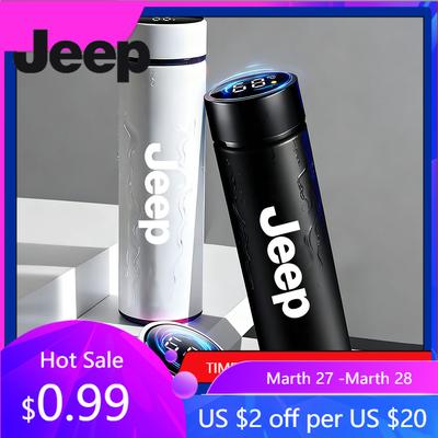 Para Carro Jeep Garrafa Térmica de Aço Inoxidável Copo Inteligente LED de Temperatura Para Jeep Grand Cherokee Wrangler Gladiator Compas