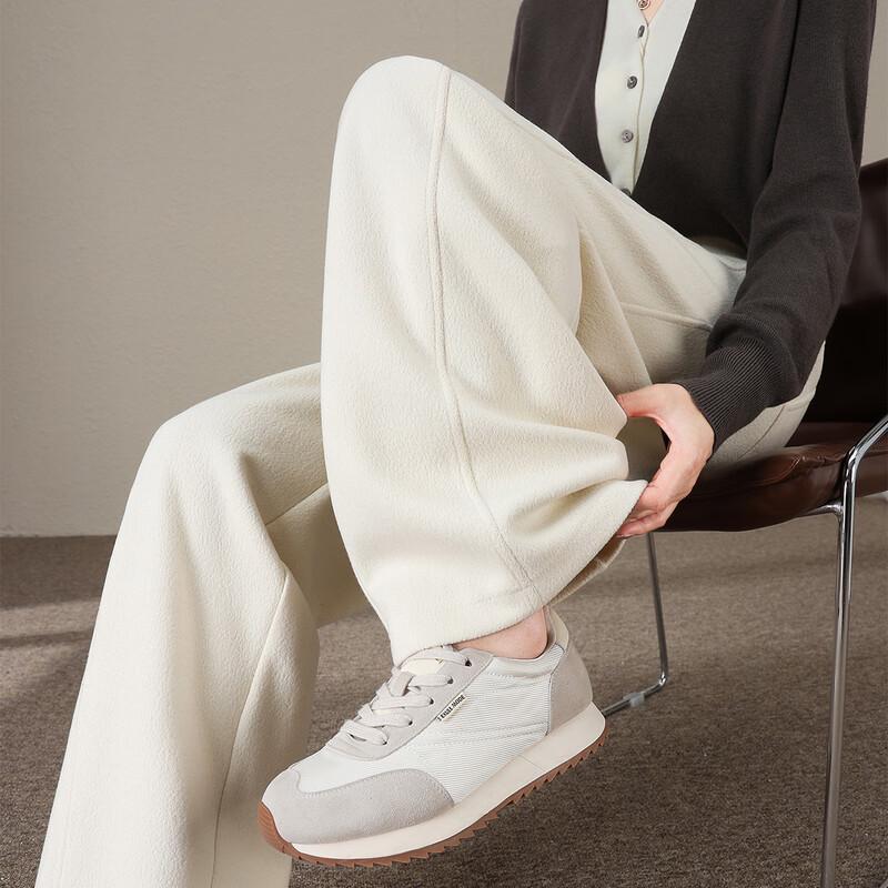 HSTYLE Women's High-Waist Wool Blend Wide-Leg Pants