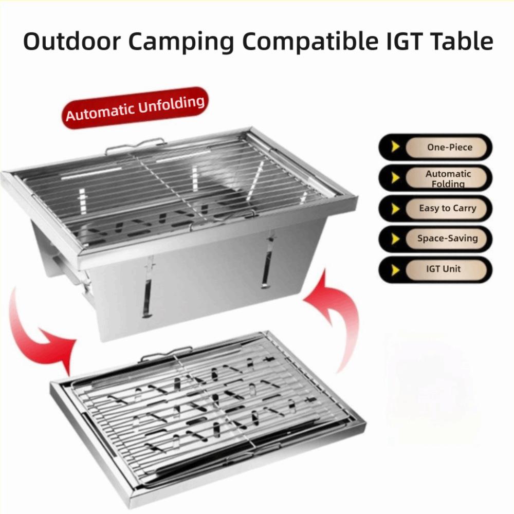 Folding IGT Barbecue Grill Stainless Steel Portable BBQ Rack  Picnic Activities