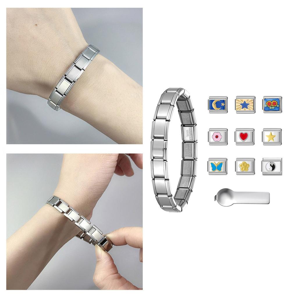 Italian Module Bracelet Link Connectors Jewelry Accessories Stainless Steel Texture Suitable for Jewelry Enthusiasts