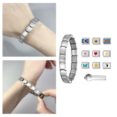 Italian Module Bracelet Link Connectors Jewelry Accessories Stainless Steel Texture Suitable for Jewelry Enthusiasts