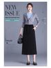 Slimming Draped Black Midi Skirt - Spring/Summer 2026 Collection, Elastic Waist, Casual Fit