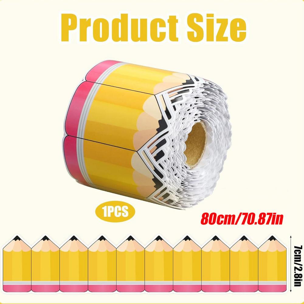 

7*80cm Pencil Themed Bulletin Board Border Cute Classroom Decor Trim for Teachers, School, Office, Home Classroom Wall Display