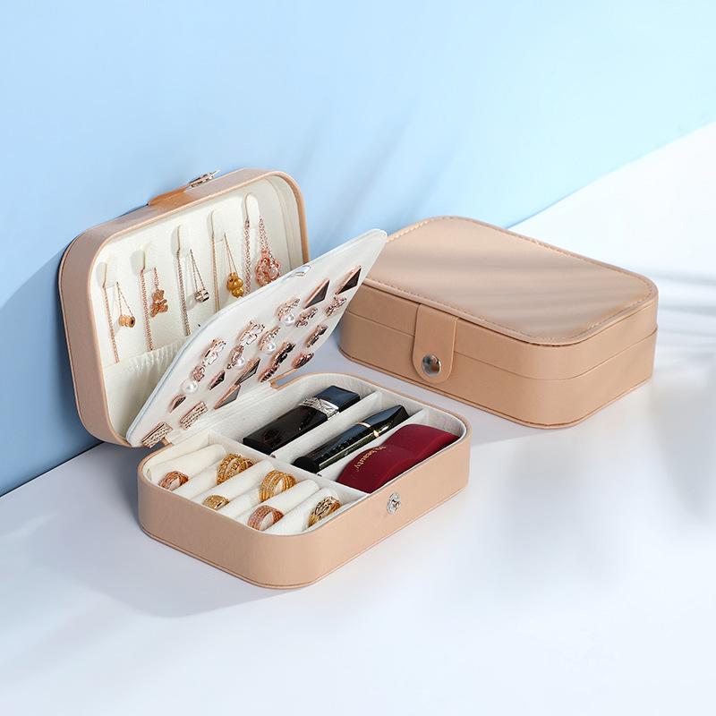 Portable Jewelry Storage Box Travel Organizer Jewelry Case Leather Storage Earrings Necklace Ring Jewelry Organizer Display
