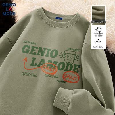 GENIOLAMODE Men's Crewneck Logo Print Sweatshirt