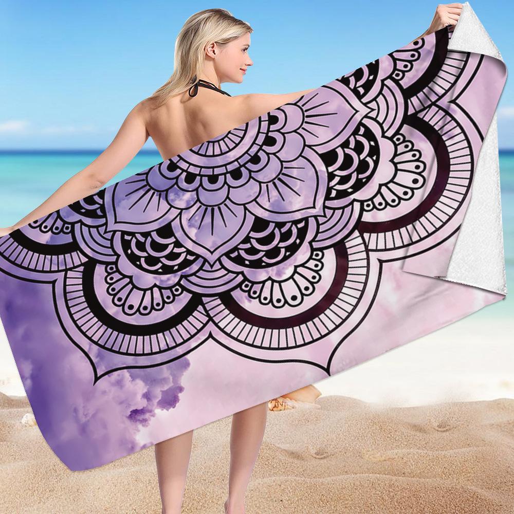 Mantra Beach Collection Digital-printed Polyester Superfine Fiber Double-sided Fleece Beach Vacation Bath Towel, Beach Towel