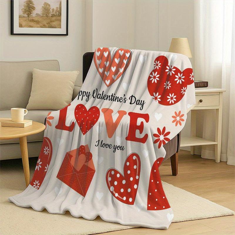 Valentine's Day heart pattern Flannel printed blanket suitable for all seasons suitable for living room office sofa and travel