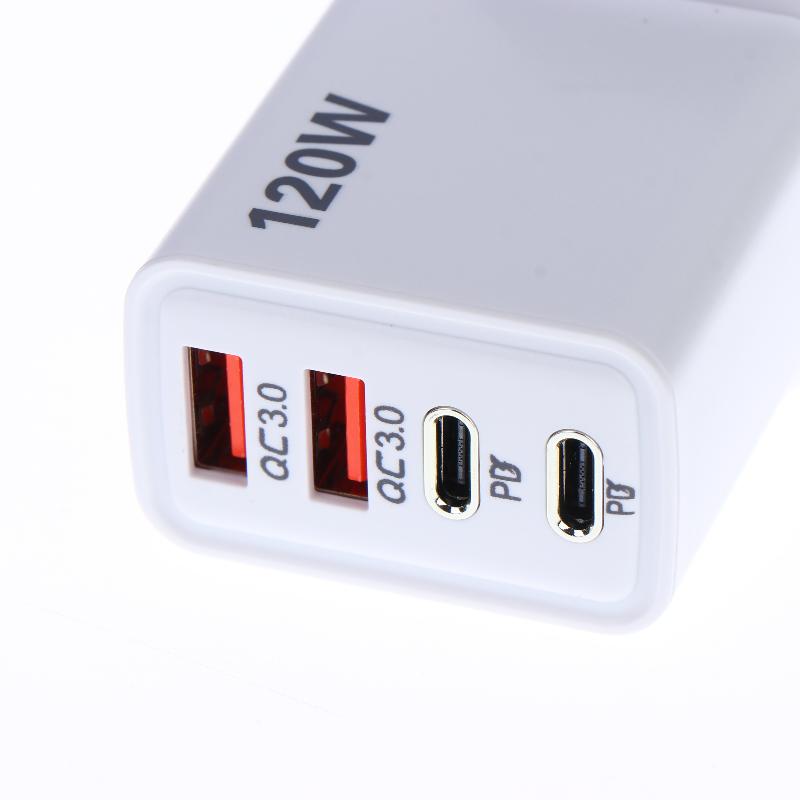 1Pcs Eu Us Uk Plug Travel 4 Port 120W Usb C Fast Charger Station Pd Qc3.0 Wall Adapter For Phone