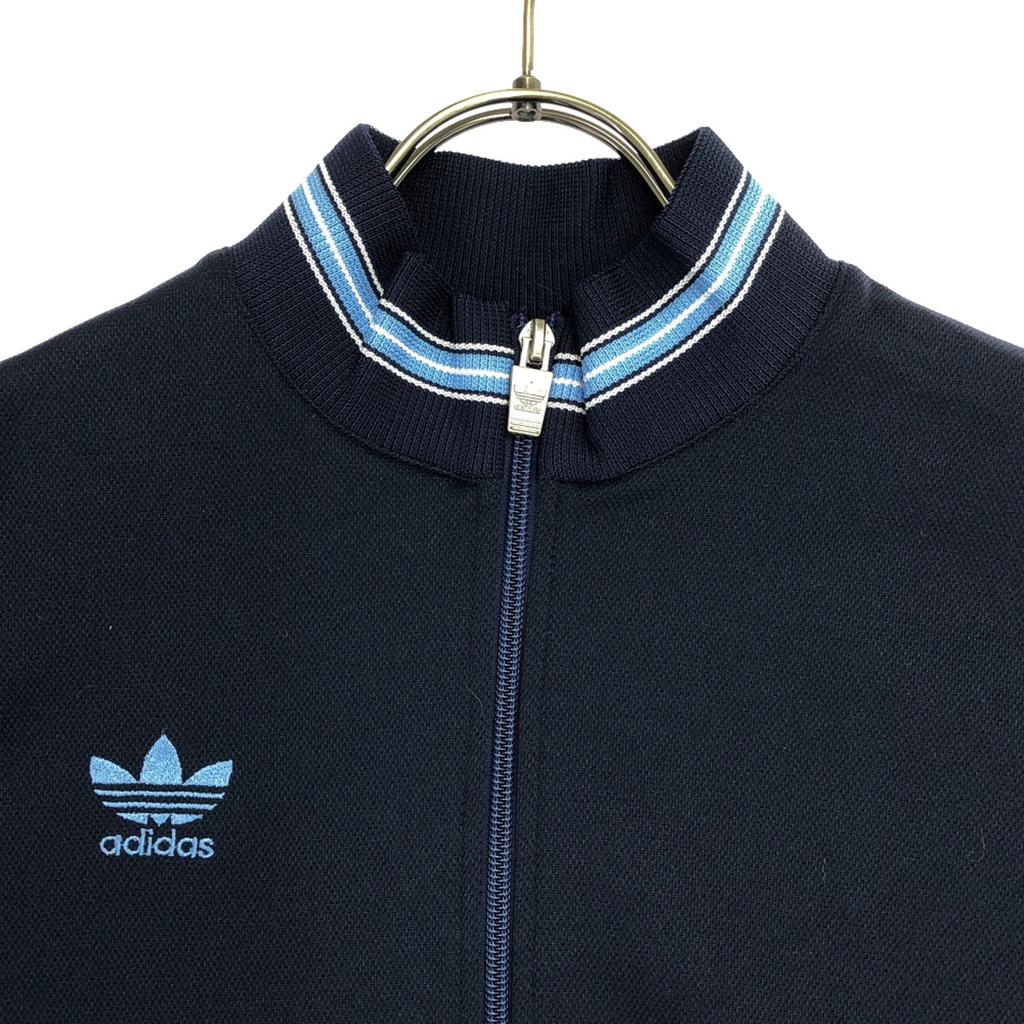 Adidas 80er Vintage hergestellt von Descente Kleeblatt-Logo Langarm Trainingsjacke Kinder Gebraucht