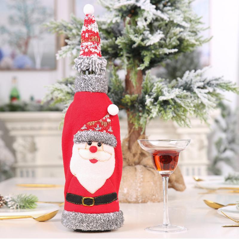 

Різдвяні кришки для винних пляшок Проста зручна сіра кришка для пляшок Санта-Клауса Різдвяні прикраси столу Кришка для пляшок шампанського