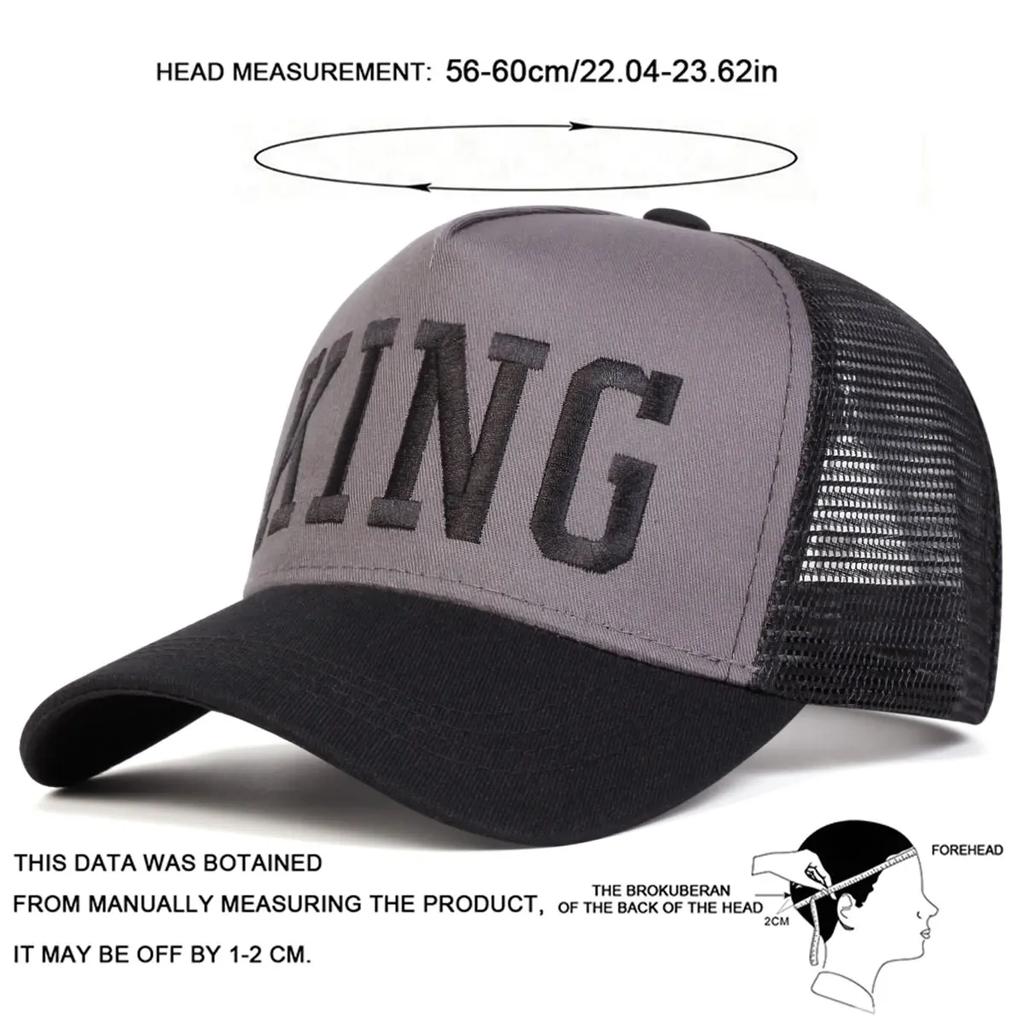 Unisex King Letter Embroidery Baseball Net Caps Spring And Summer Outdoor Adjustable Casual Hats Sunscreen Hat Sports Cap