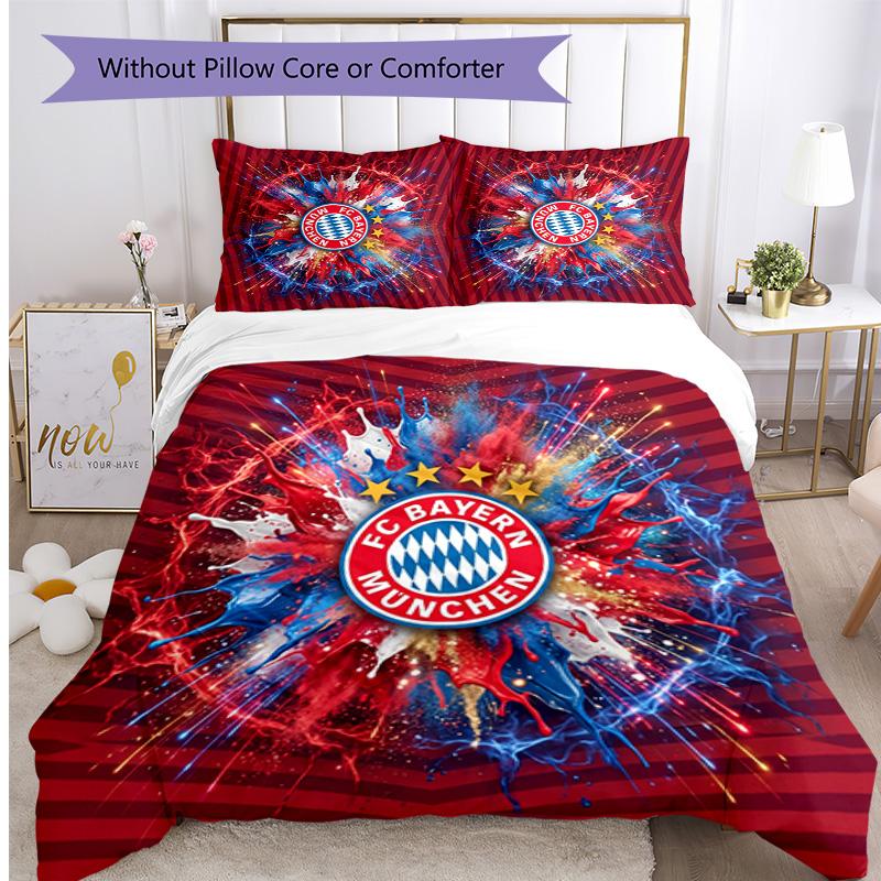 Set Lenzuola 3 Pezzi con Stampa Modello Bayern Monaco Morbido Delicato sulla Pelle Lavabile Copripiumino e Federe Set Tutte le Stagioni Camera da Letto